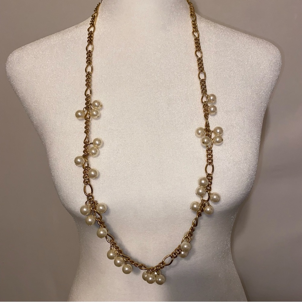 J. Crew Pearl and Gold Long Necklace